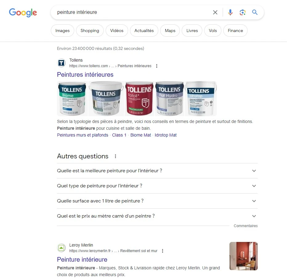 résultat de recherches seo